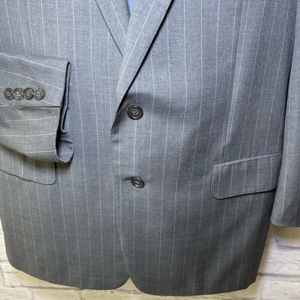 ERMENEGILDO ZEGNA Gray Striped Wool Blazer Sport Coat Jacket Italy 54 / US 42 R